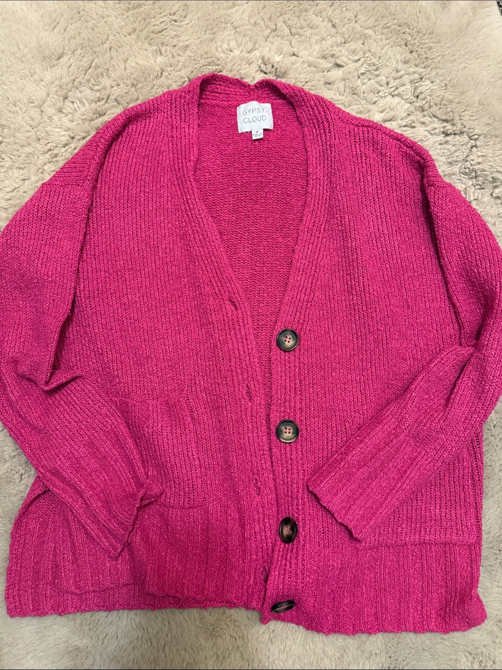 Women's Bright Fuchsia Button-Front Cardigan